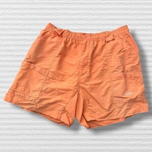 AFTCO Shorts Mens Performance Fishing 40” Orange Nylon Elastic Waist